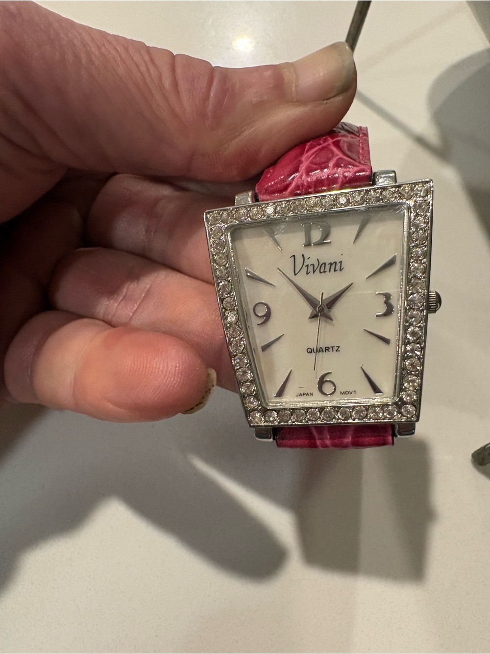 Vintage Pink Crystal-Trim Women's Quartz Watch (new battery